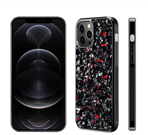 Exawo Carbon Handyhülle kompatibel mit iPhone (Rot, iPhone 12)