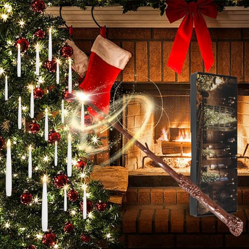 Kistrba 20 Stück Schwebende Kerze mit Zauberstab-Fernbedienung, Batteriebetriebene LED Flammenlose Elektrische Hängende Fensterkerzen, für Weihnachten Halloween Party Geburtstag Dekoration