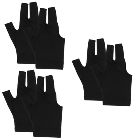 HANABASS 3 Paare DREI-Finger-Handschuhe Snooker-Queue-Handschuhe Yoyo-zubehör Billardtisch-Handschuhe Bequeme Poolhandschuhe Bequeme Sporthandschuhe Billardhandschuh Billard Queue Nylon