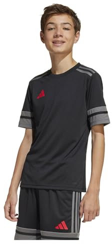 adidas Unisex Kids SQUADRA25 Jersey Short Sleeve Kids, Black/Team Grey Four/Pure Ruby, 5-6 Years