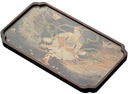 Haowul Bamboo Chinese Tea Serving Tray Gongfu Kungfu Portable Tea Set Teapot Trivets Cup Plate Food Dessert Serving Tray