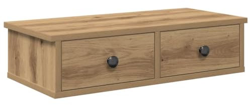 vidaXL Estante de Pared cajones Madera contrachapada Roble Artesanal, Estante de Pared con gabinete, gabinete de Almacenamiento montado en la Pared, Unidad de Almacenamiento de Pared