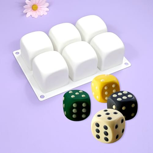 mostsom Stampo in silicone per mousse, 6 cavità, dadi 3D per dessert, mousse, torte, per cottura fai da te, sapone, candele, strumenti decorativi per torte (a forma di dado)