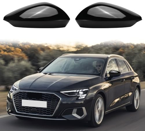 1 Paar Spiegelabdeckungen Ersatz für Audi A3/S3/RS3 8Y 2022-2024, Auto Spiegelkappen Außenspiegel Außenspiegelkappe Rückspiegelkappe Abdeckungen, Außenspiegelgehäuse, Schwarz