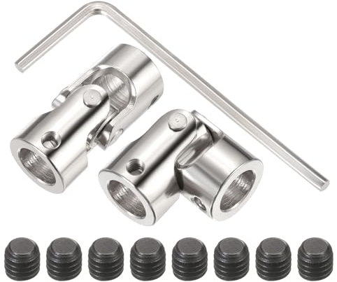 sourcing map 2Pcs 10mm to 10mm ID Steering Universal Joint Shaft Coupling,L35XD16 Metal 45°Degree Rotatable Joints Coupler with Screws Wrench Set for Model Car Ship Drive Shaft Motor Connection
