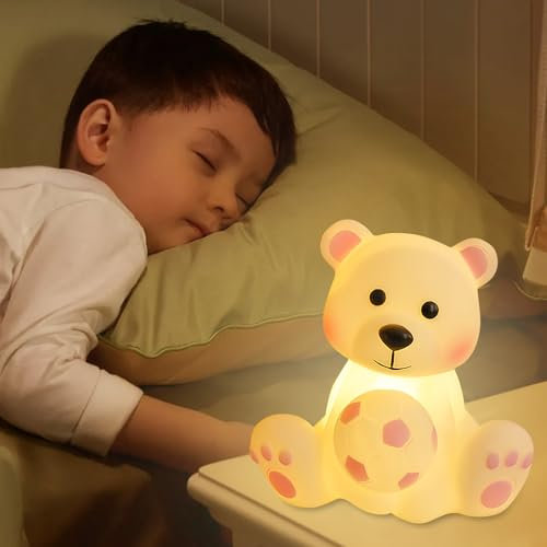 Bär Nachtlicht, LED Nachtlicht Kinder, Silikon Nachtlicht, Nachtlichter Nachttischlampe Schlafzimmerlicht LED Stimmungslicht, Nachttischlampe für Jungen Mädchen Tragbare Geburtstagsgeschenk Deko