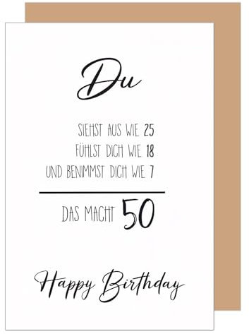 Edition Seidel Premium Glückwunschkarte zum 50. Geburtstag mit Umschlag. Geburtstagskarte Karte mit Spruch für Mann Frau Freund Freundin lustig Humor (G3720 SW025)