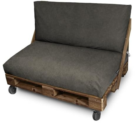 HAPPERS Set wasserdichtes und abnehmbarer Palettenkissen aus Kunstleder, für den Außenbereich, Grau Patagonien