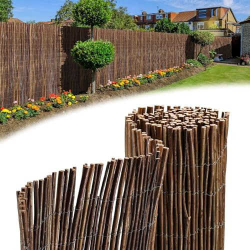 Hebitod Weidenmatte 90 x 500 cm – Balkon Sichtschutz aus Weide, Ø6-13mm, Windschutz & Sonnenschutz für Garten und Terrasse, Schattenspender, in Mehreren Größen, Braun
