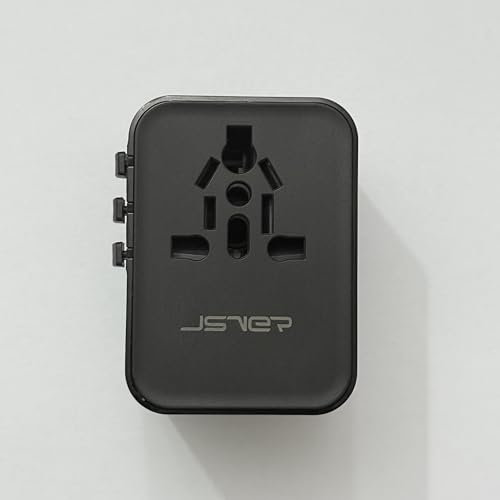 JSVER - Adaptador de enchufe de viaje universal, adaptador de viaje a EE.UU/Reino Unido/Europa, adaptador internacional con 2 USB C adaptador de enchufe Irlanda, EE. UU., Canadá, Singapore, HK (Negro)