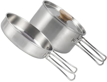 Toddmomy 1 Ensemble Poêle Acier Inoxydable pour Camping Ensemble de Casserole Portable avec Poignée Rétractable Ustensile de Cuisine pour Barbecue et Randonnée
