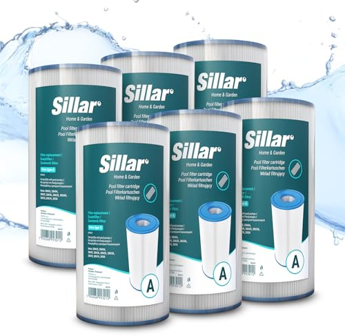 Sillar Pool Filterkartusche Typ A – 6er-Pack Kartuschenfilter Pool Filter A kompatibel mit Intex Poolfilterpumpe 28635 28636 28637, Ersatzfilter Filterkartusche Typ A