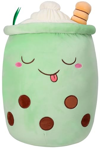 HXPLN Bubble Tea Kuscheltier 35cm, Kawaii Plüschtier, Kissen Süße Plüschtiere für Mädchen und Jungen, PlüSch Spielzeug für Kinder Erwachsene (Grün)