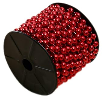 Perlenkette Für Weihnachtsbaum,10M Rot Perlengirlande,Christmas Decorations,Weihnachtsbaum Deko,Weihnachtsschmuck,Wunderschön Perlenband,Geeignet Für Weihnachts- Hochzeits-Und Partydekorationen (Rot)