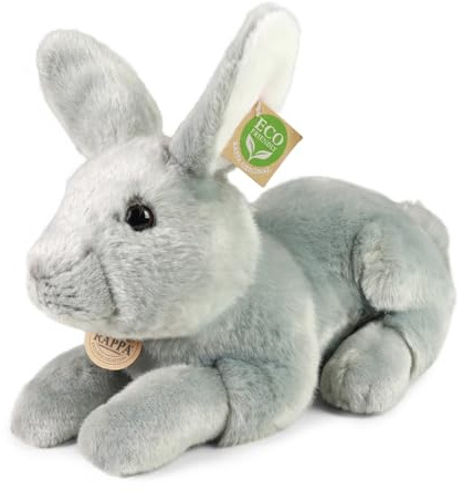Rappa ECO Kuscheltier Kaninchen 33 cm - realistisches Kuscheltier aus recycelten PET-Flaschen - grau