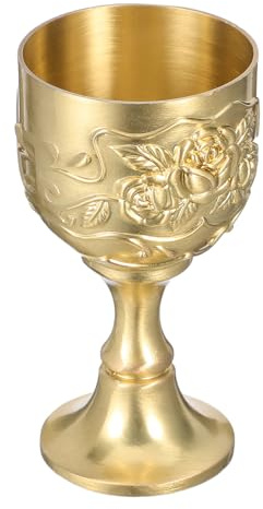 FOMIYES Calice in Metallo Vintage in Ottone Antico Coppa Rustica per Liquori e Cerimonie Religiose Calice Nuziale Piccolo Stelo Rialzato per Comunione e Feste