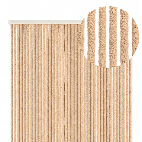PALUPLUS Tenda a Corda Effetto Peluche Antimosche, misura 90x220 cm, tenda per porte e finestre, moschiera a pannello, 36 catenelle a caduta, zanzariera per insetti -8805F -1,2 (Beige)