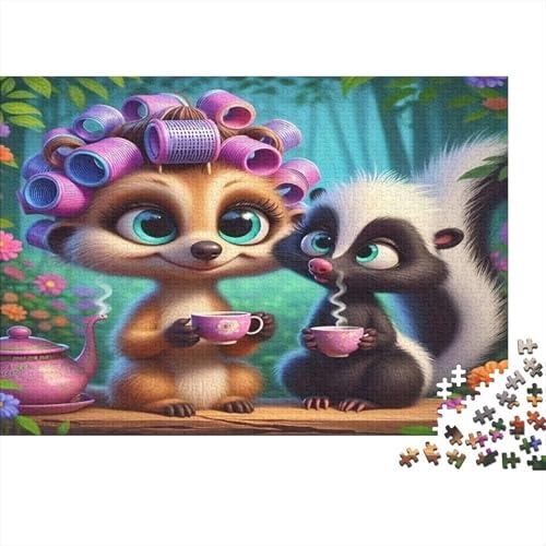 Cute Animals Tea Time Puzzle 1000Pc Recycled Paper for Adults Adult Jigsaws Educational Game Decompression Fun Home Activity Great Gift Idea for Gift Giving 52x38cm/1000pcs