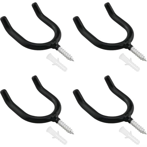 PureBowlic Heavy Duty Screw In/U/Shaped Hooks /4 Pack/Vinyl Coated Steel Wall Mounted Hangers for Garage Garden Tools Storage //