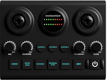 Audiomixer, 48-V-Phantomspeisung, Live-Soundkarte, Streaming, DJ-Controller, Mixer, Stimme, Podcast, Live-Streaming-Kit