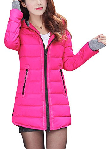 LaoZan Donna Cappotto Invernale Imbottito A Maniche Lunghe Giacca Giubbotto con Cappuccio S Rose
