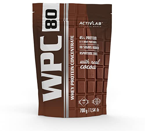 Activlab Protein Pulver - WPC 80 Molkenprotein Whey Protein - Muskelaufbau - ohne Zuckerzusatz - 700 g Schokolade mit Nüssen