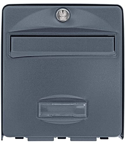 BURG-WÄCHTER Boîte aux Lettres, 1 Porte, 504 ANT Mini BALthazar, Anthracite, en Acier Galvanisé, Avec Porte à Ouverture Totale et Stop-Courrier (Porte bloquée à 120°)