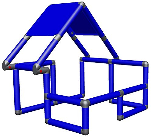 move and stic 875183 - Basic Baukasten Grundbaukasten Einsteigerset Spielhaus Klettergerüst für Kleinkinder ohne Rutsche (Blau)