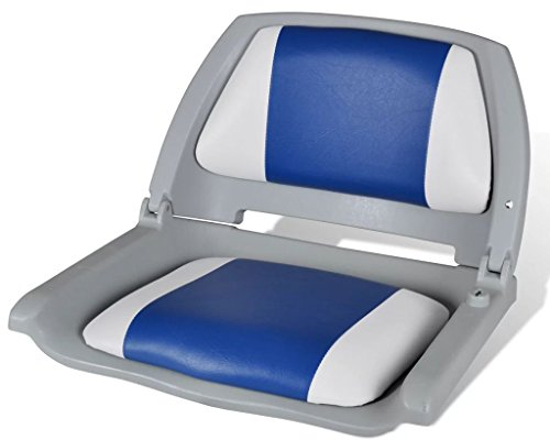 Festnight Klappbar Bootssitz | Gepolstert Steuerstuhl Bootsstuhl Anglerstuhl | Kunstleder UV-bestaendig Blau-Weiss 41 x 51 x 48 cm