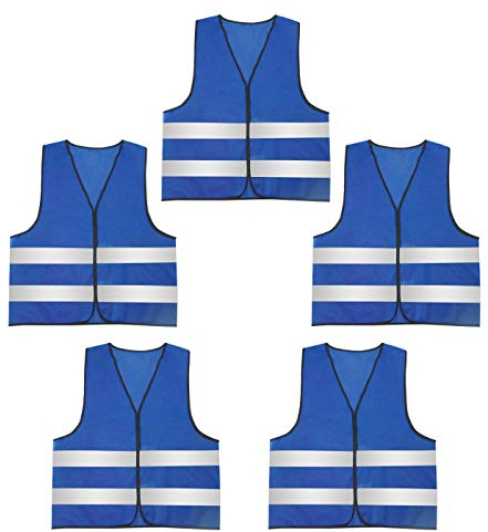 AIEOE 5 Stück Warnweste Set Atmungsaktive Sicherheitweste Unisex Pannenweste Reflektierende Schutzweste - Blau und Grau