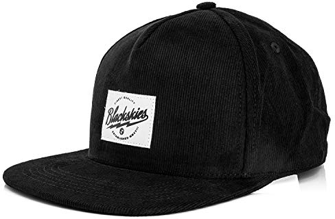 Blackskies® Ebony Snapback Cap | Damen Herren Baseball Mütze Kappe Surfer Skater Basecap Schwarz Kord