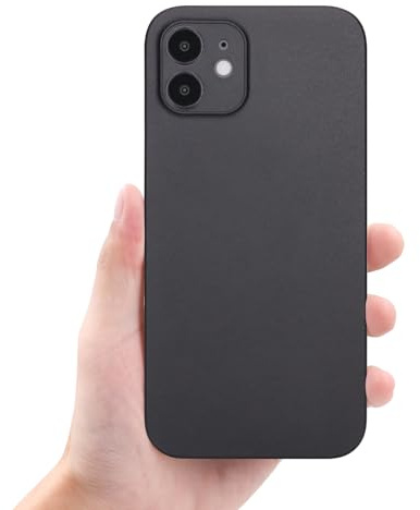 CELLBEE Kompatibel mit iPhone 12 Hülle Case - Premium Slim Schutzhülle für iPhone, Extrem Dünn, Anti Kratzer, Schutz ohne Kompromisse, Frosted Black- Schwarz Grip