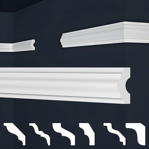 MARBET DESIGN Stuckleisten XPS Styropor weiß - Wandleisten Wandvertäfelung Flachleisten E-Leisten - (228 Meter / 1 Packung E-18)