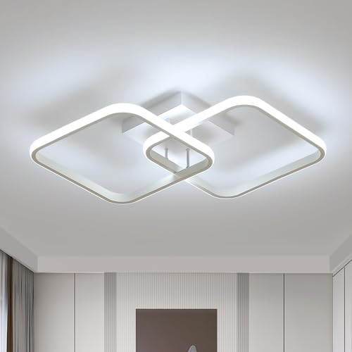 Osairous Lamparas de Techo Salon, 42W 4700LM Plafon LED Techo Moderno Blanco Cuadrado, Luz de Techo LED Dormitorio Acrílico para Cocina, Comedor, Estudio, Oficina, Blanco Frío 6500K, 64CM