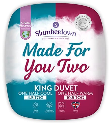Slumberdown Made For You Two King Size Duvet - 4.5 & 10.5 Dual Tog King Quilt for Couples with Different Sleep Temperatures - UK-Made, Soft Touch Non-Allergenic Cover, Washable (225 x 220cm)