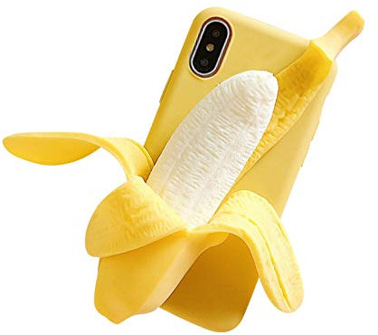 Colorful Super Spaß 3D Bananen Handyhülle für iPhone X/XR/XSMax/ 11/ 11Pro/ 11Promax/ 12/12 Pro/ 12Promax/ 12mini, Anti-Fall Pressure Shockproof Kratzfest TPU Phone Cover (für iPhone XSMax)
