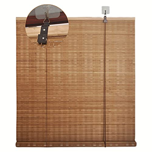 Store Enrouleur en Bambou Exterieur, Largeur 80cm 90cm 100cm 120cm 150cm,pergola Balcon Stores en Bambou Avec Crochets,rideau Romain Naturel,store À Rouleau Pare-soleil,Carbonized-145x220cm/57x87in