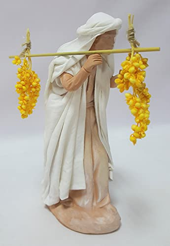 Arte Pesebre Figuras para Pintar Pastor con dátiles al Hombro para Pintar (14 cm)