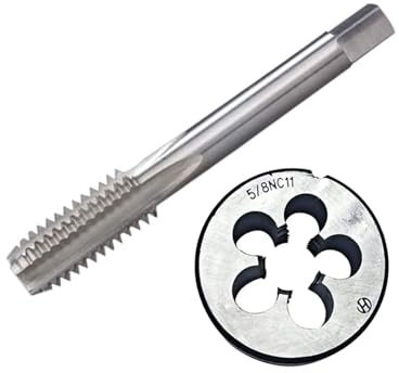 Gewindeschneid-Set, 1,6 cm (5/8 Zoll), 11 UNC, HSS, 1,6 cm (5/8 Zoll), 11 UNS Maschinengewindebohrer und 1,6 cm (5/8 Zoll) 11 UNS Rundgewinde-Schneideisen für Rechtshänder