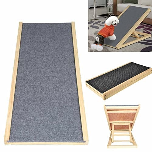 Hundetreppe Hunderampe Katzen Rampe für Auto Höhenverstellbar Hunderampe und Flach Zusammenklappbar Hunderampe, Anti-Rutsch Rampe für Hunde Auto , 70cm Lang