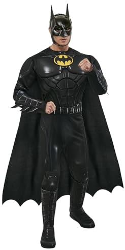 Rubies DC - Costume da Batman Mickael Keaton, The Flash Movie, taglia M, costume nero del cavaliere nero, per Halloween, carnevale, idea regalo di Natale