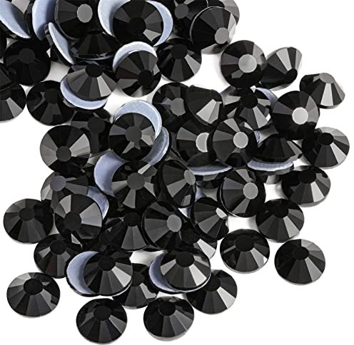 Beadsland Hotfix Rhinestones, 288pcs Flatback Crystal Rhinestones for Crafts Clothes DIY Decoration, Black, SS34, 7.0-7.3mm