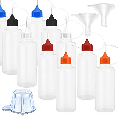 10 flacons applicateurs de précision de 15 ml, 25 gobelets réutilisables et 2 mini entonnoirs pour une utilisation polyvalente