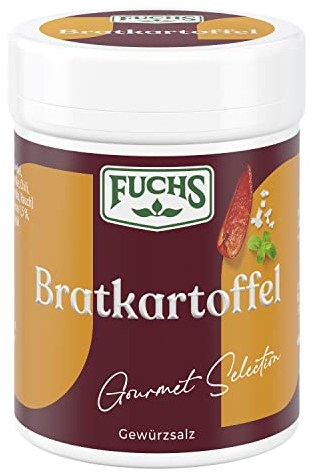 Fuchs Gourmet Selection Klassisch/Heimisch – Bratkartoffel Gewürzsalz, nachfüllbares Kartoffel Gewürz, Salz zum Würzen von Brat- & Ofenkartoffeln, Pommes Frites & Co, vegan, 70 g