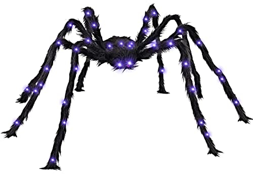 Halloween Spinne Led Leuchten, Halloween Deko Animiert Outdoor, Halloween Riesenspinne, Amerikanische Halloween Dekoration Spinnen Leuchtend Garten Gruselig Horror Licht Hauswand Tisch Balkon (75cm)