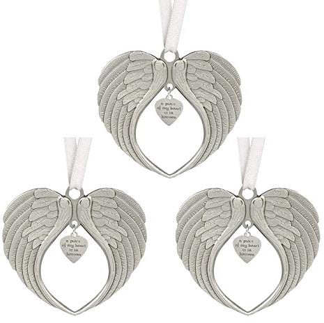 AIXITONG 3 Pcs Angel Wings Memorial Ornament Hanging Bauble Stylish Tree Hanging Pendants for Tree in Our Memory Hanging Ornaments Home Decor Gifts