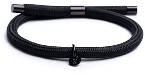 Alton of Sweden | Premium Armband für Herren & Damen | Geflochtenes Segeltau Surferarmband aus Nylon | Handgemacht Paracord | Wasserfestes Nylonseil (Schwarz - Schwarz PVD)