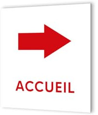 DECOHO - Panneau directionnel flèche droite - Signalétique Dibond blanc - Pictogramme rouge - 20x20 cm, 3 mm épaisseur - Blanc