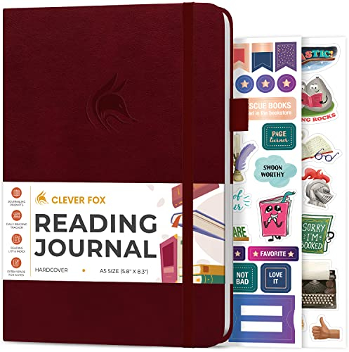 Clever Fox Reading Journal – Book Review Log with Reading Tracker – Gifts & Accessories for Book Lovers, Adults & Kids, A5 (Wine Red)