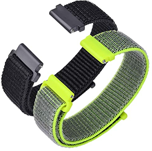 ANNEFIT Nylon Sport Uhrenarmband 22mm, Schnellverschluss Verstellbare Aatmungsaktive Armband für Herren Damen (Schwarz und Gelb Blitz)